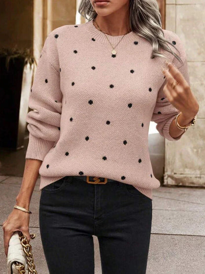 Polka Dot Jacquard Knit Sweater