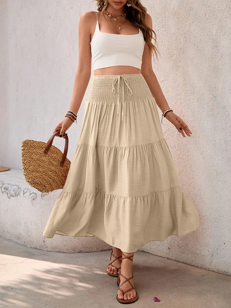 Women's  Maxi Skirt A-Line Flowy Ruffle Skirts
