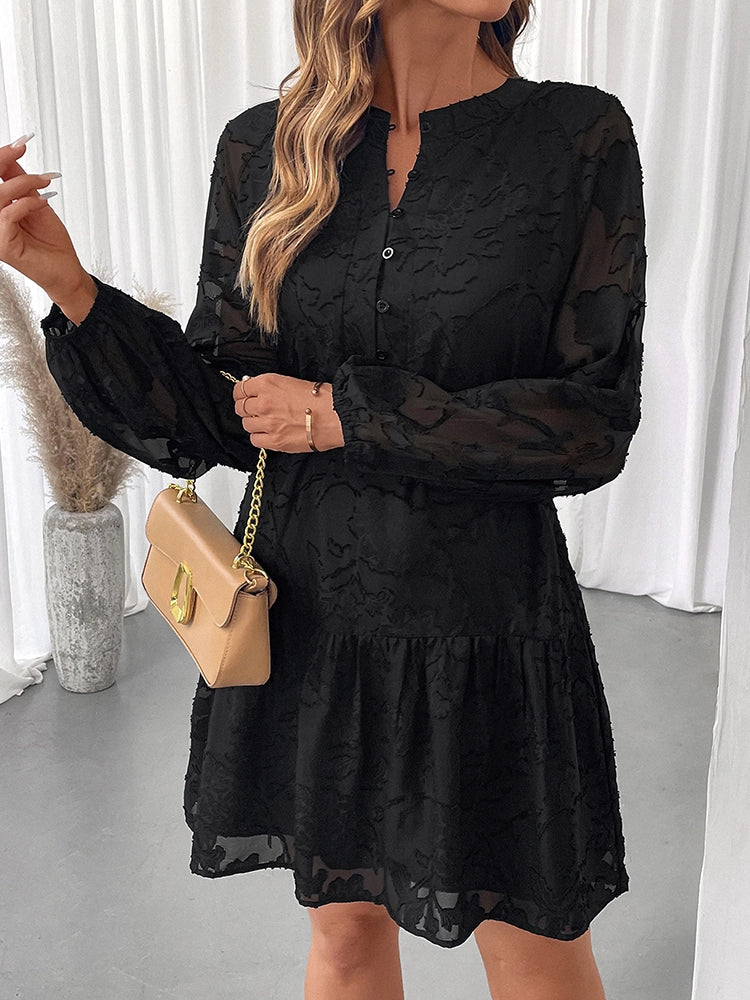 Women's Floral Jacquard Mesh Gothic Dress