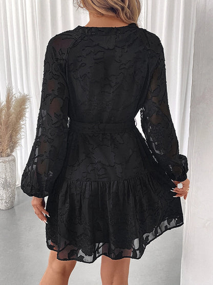 Women's Floral Jacquard Mesh Gothic Dress