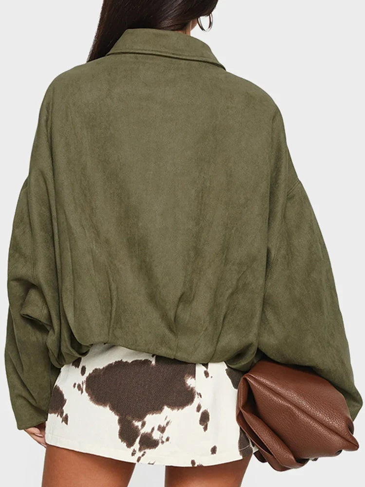 Luxury Faux Suede Bomber Jacket