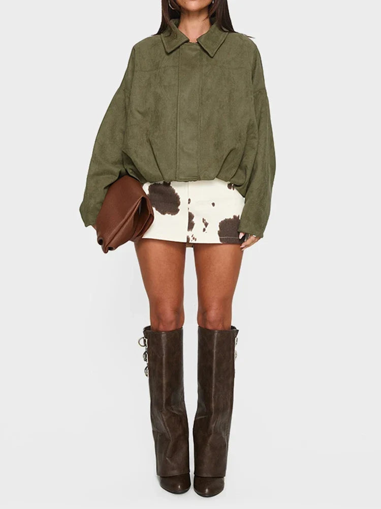 Luxury Faux Suede Bomber Jacket