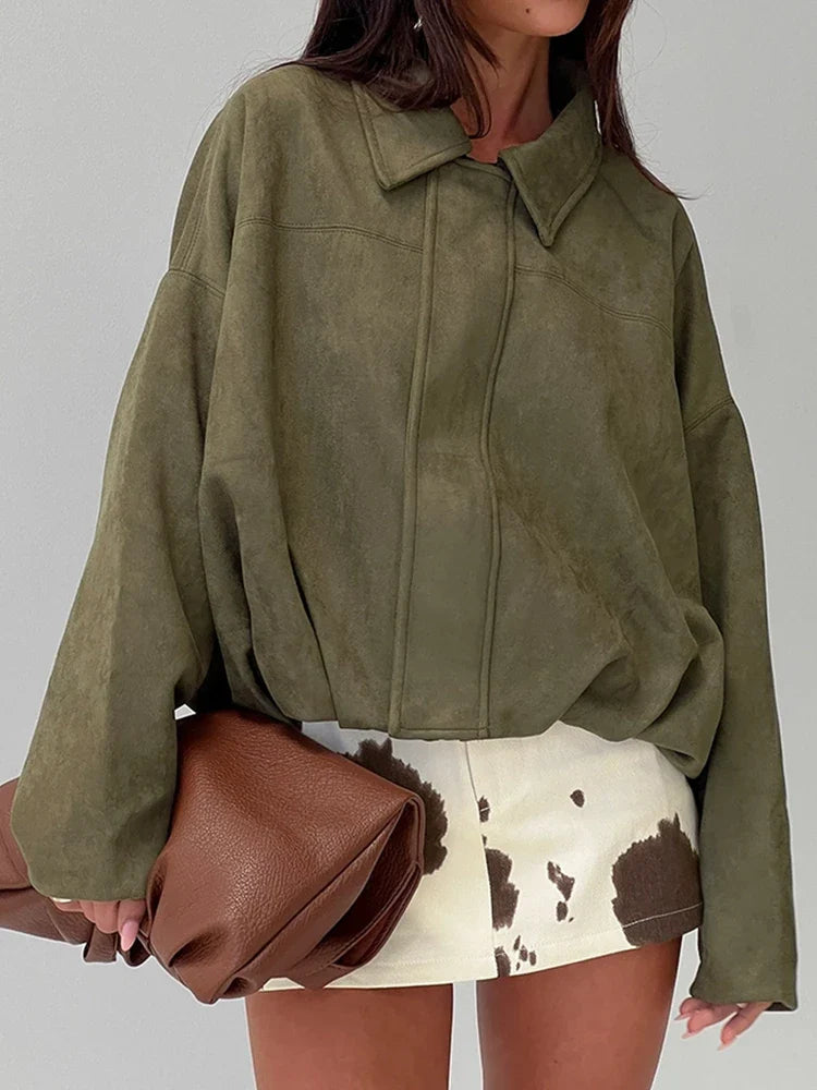Luxury Faux Suede Bomber Jacket