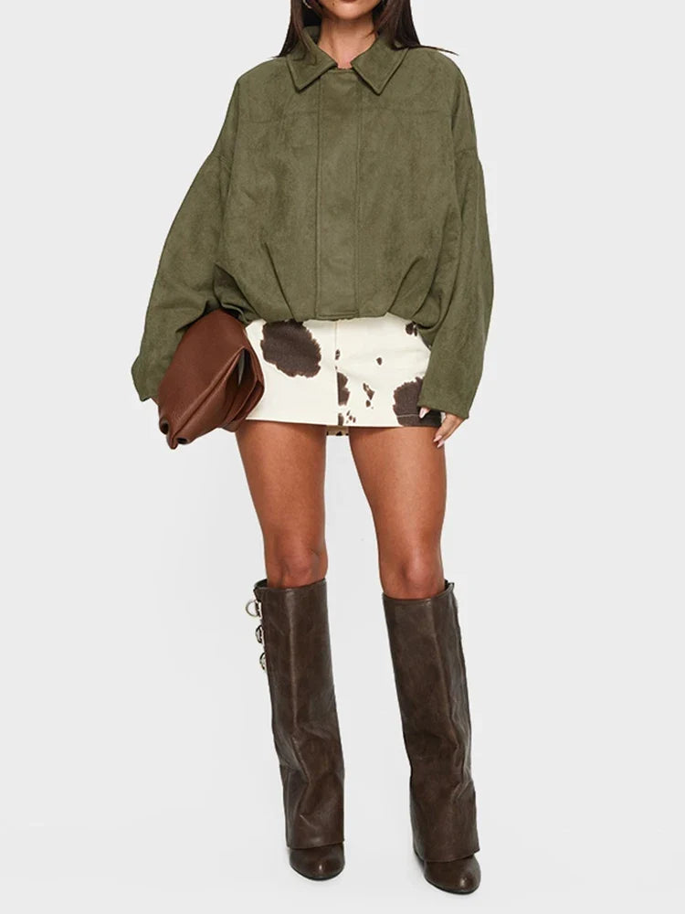 Luxury Faux Suede Bomber Jacket