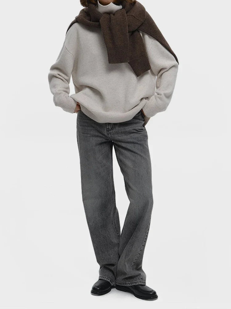 Women's Turtleneck Sweaters Loose Fit Fall Winter Pullover Jumper Tops