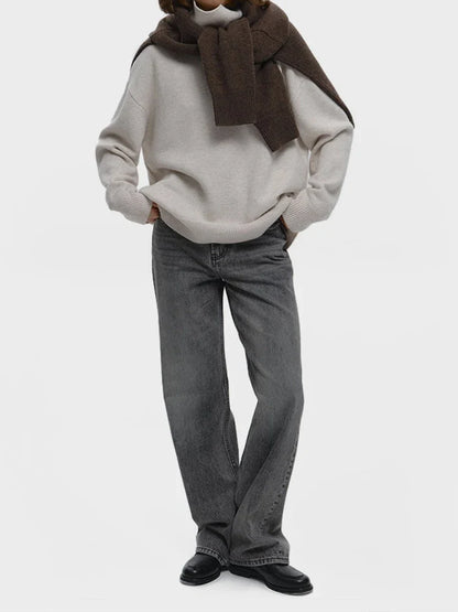 Women's Turtleneck Sweaters Loose Fit Fall Winter Pullover Jumper Tops