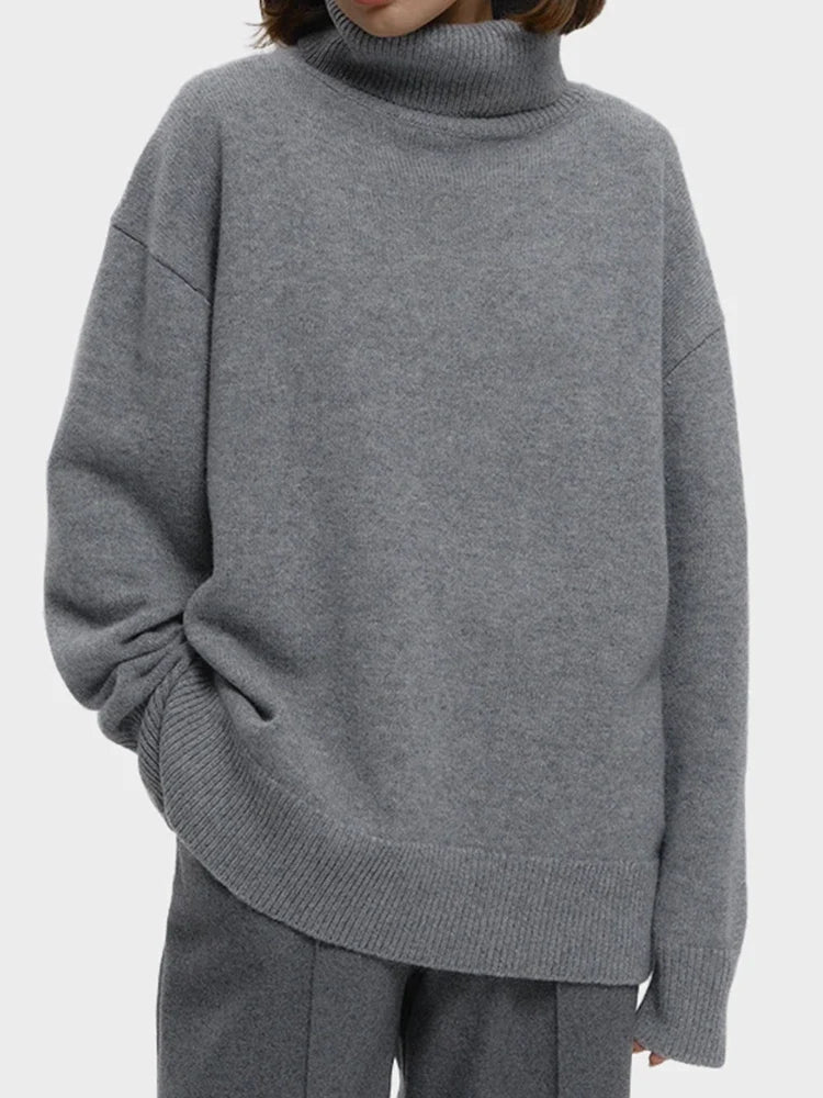 Women's Turtleneck Sweaters Loose Fit Fall Winter Pullover Jumper Tops
