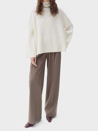 Women's Oversized Turtleneck Batwing Sleeve Casual Loose Knit Pullover Sweater