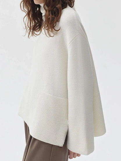Women's Oversized Turtleneck Batwing Sleeve Casual Loose Knit Pullover Sweater