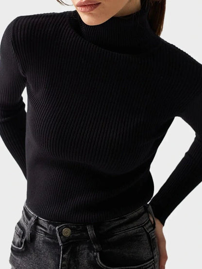 Women's Ribbed Turtleneck Sweater Long Sleeve