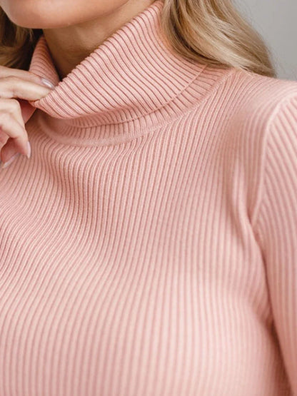 Women's Ribbed Turtleneck Sweater Long Sleeve