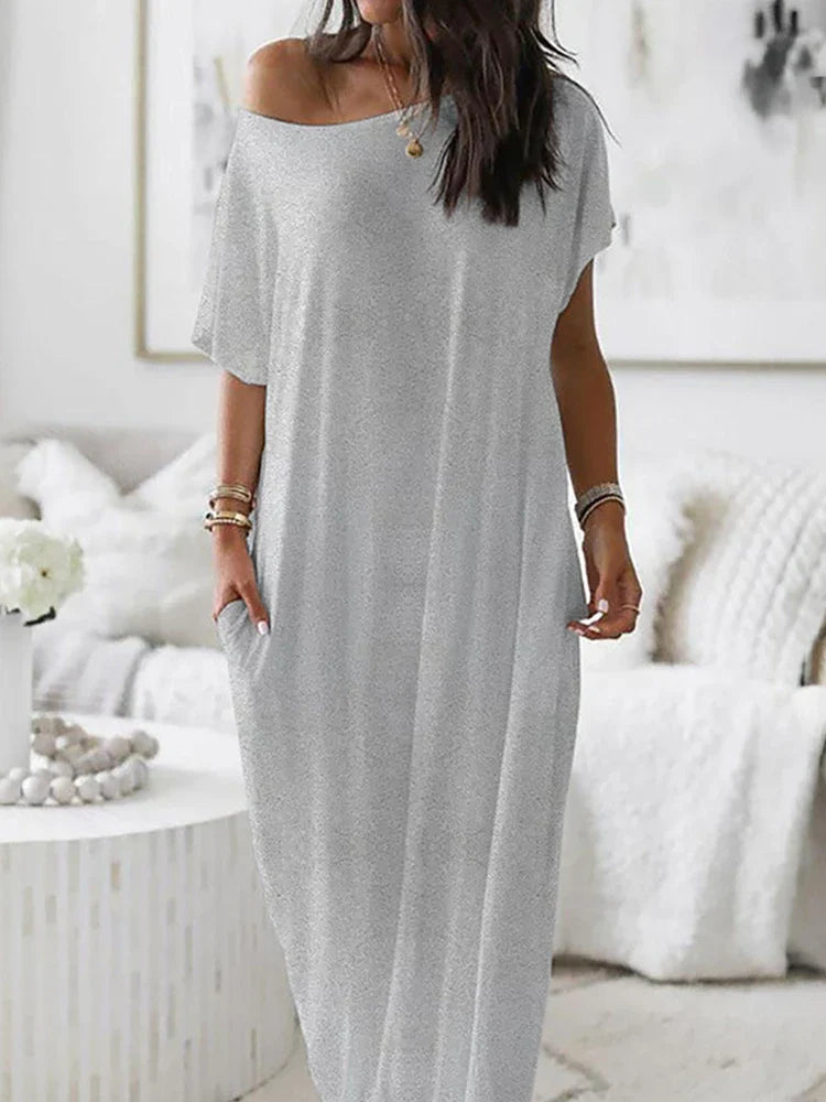Women's Solid Color Batwing Sleeve Lounge Dress