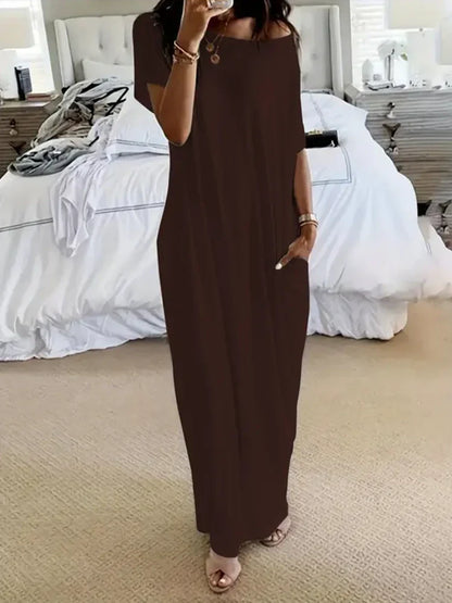 Women's Solid Color Batwing Sleeve Lounge Dress