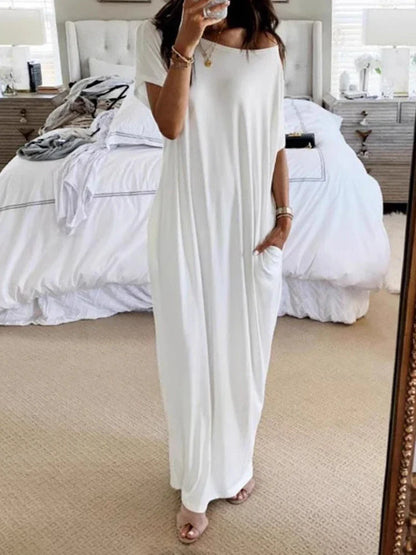 Women's Solid Color Batwing Sleeve Lounge Dress