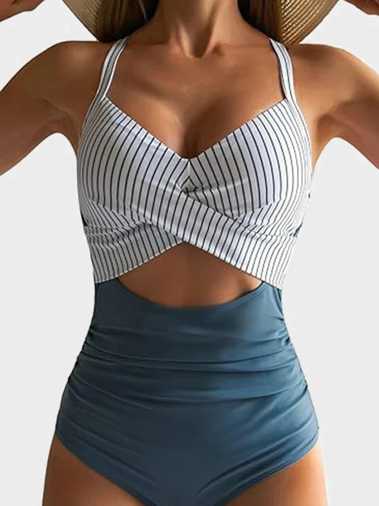Ribbed Cutout-Front Shaping Swimsuit
