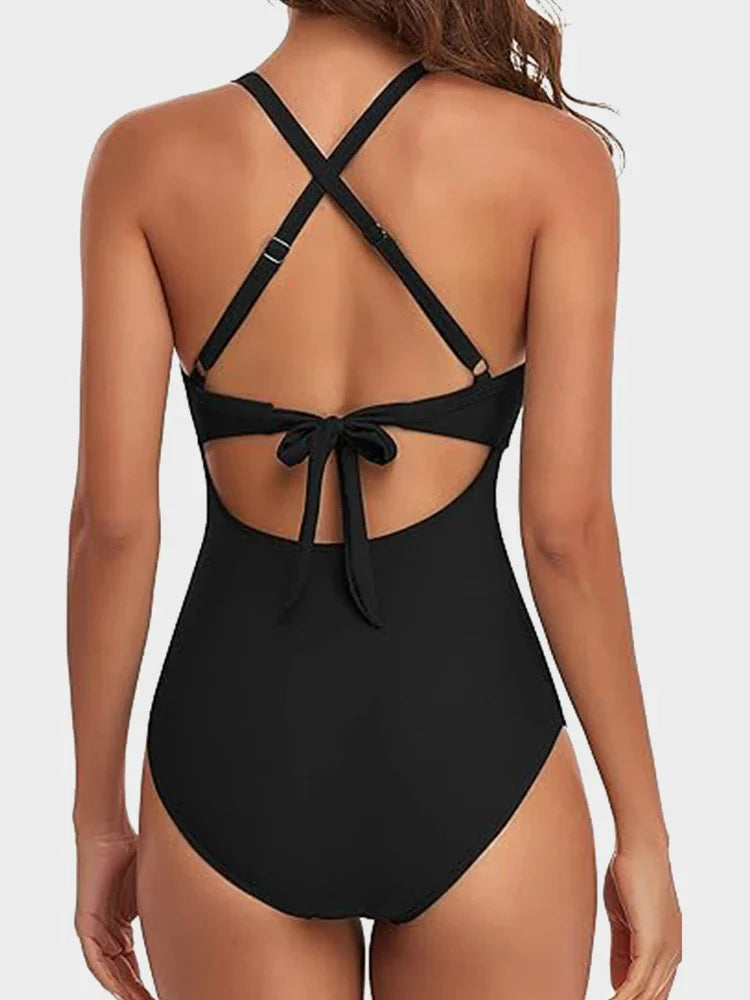 Ribbed Cutout-Front Shaping Swimsuit