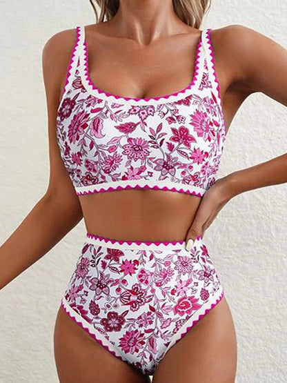 Women's  Floral Print Whip Stitch 2 Piece Swimsuits