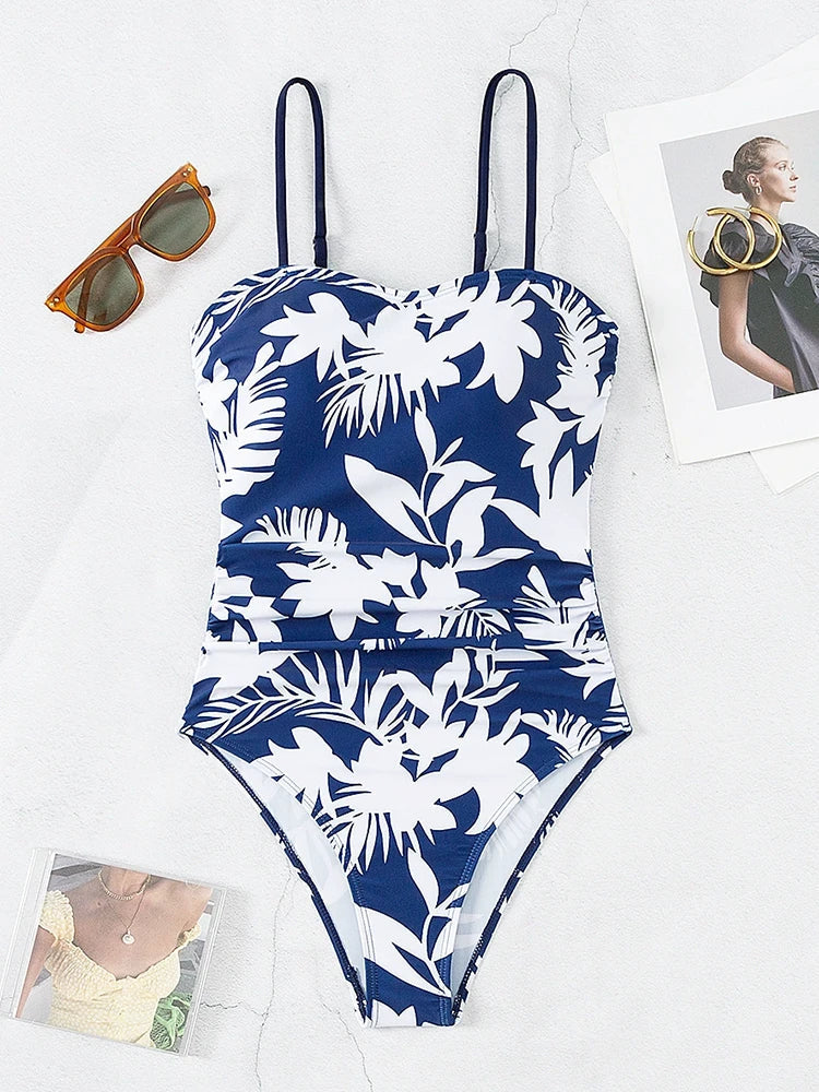 Women Swimsuit One Piece Bathing Suit Square Neck Cutout Back Tummy Control with Adjustable Spaghetti Straps