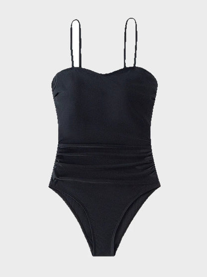Women Swimsuit One Piece Bathing Suit Square Neck Cutout Back Tummy Control with Adjustable Spaghetti Straps