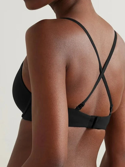 Fits Everybody Push Up Bra for Women-Buttery Soft Scoop Neckline-Padded Underwire Sexy Demi Balconette T Shirt Bras