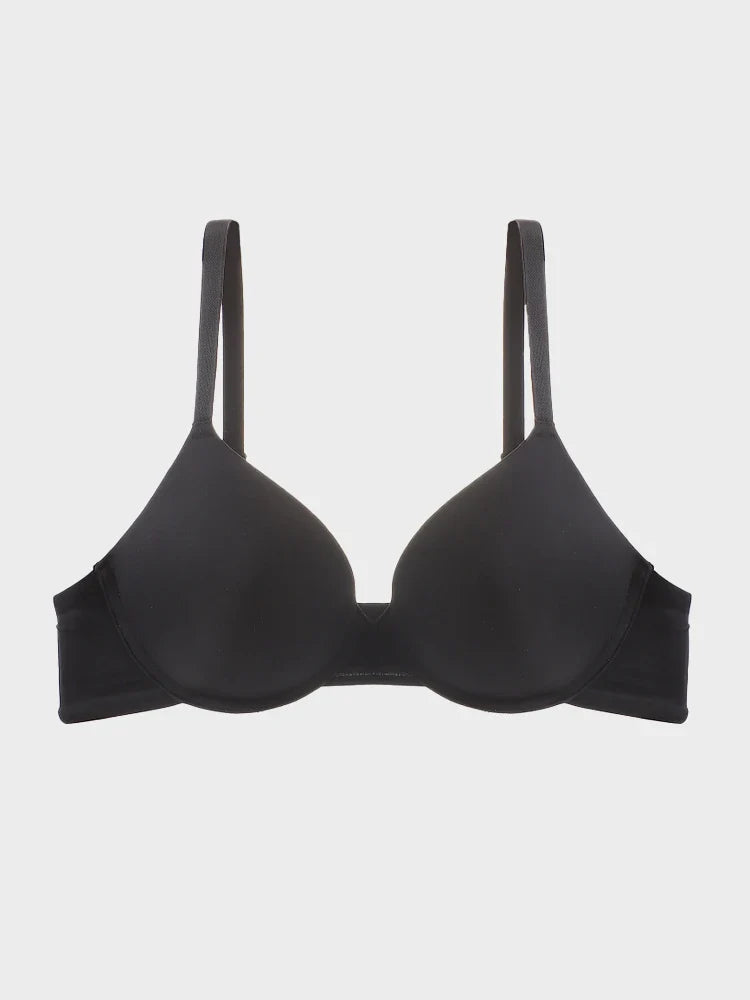 Fits Everybody Push Up Bra for Women-Buttery Soft Scoop Neckline-Padded Underwire Sexy Demi Balconette T Shirt Bras