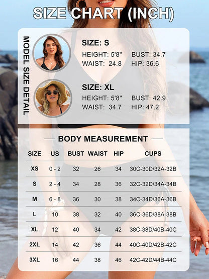 Womens High Waisted Bikini Sets Drawstring Tummy Control Swimsuits Crisscross Tie Back Bathing Suit