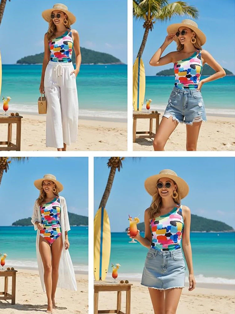 One-Shoulder Tummy Control One-Piece Swimsuit