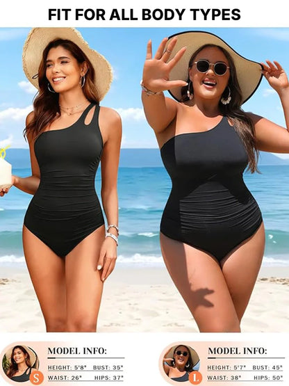 One-Shoulder Tummy Control One-Piece Swimsuit