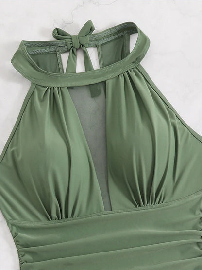 Women's One Piece Swim Dress Full Coverage Scoop Neck