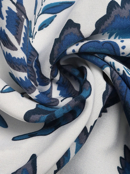 Floral Print Strapless Blue & White Resort Maxi Dress