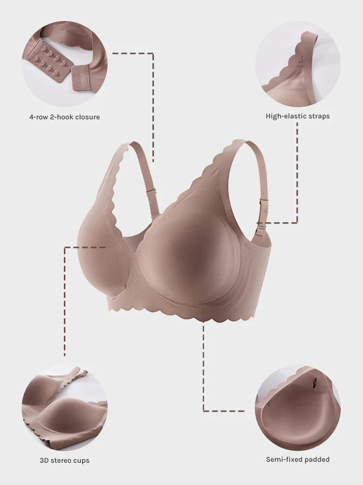 Wireless Bra Womens Scalloped Comfortable Wireless Bras