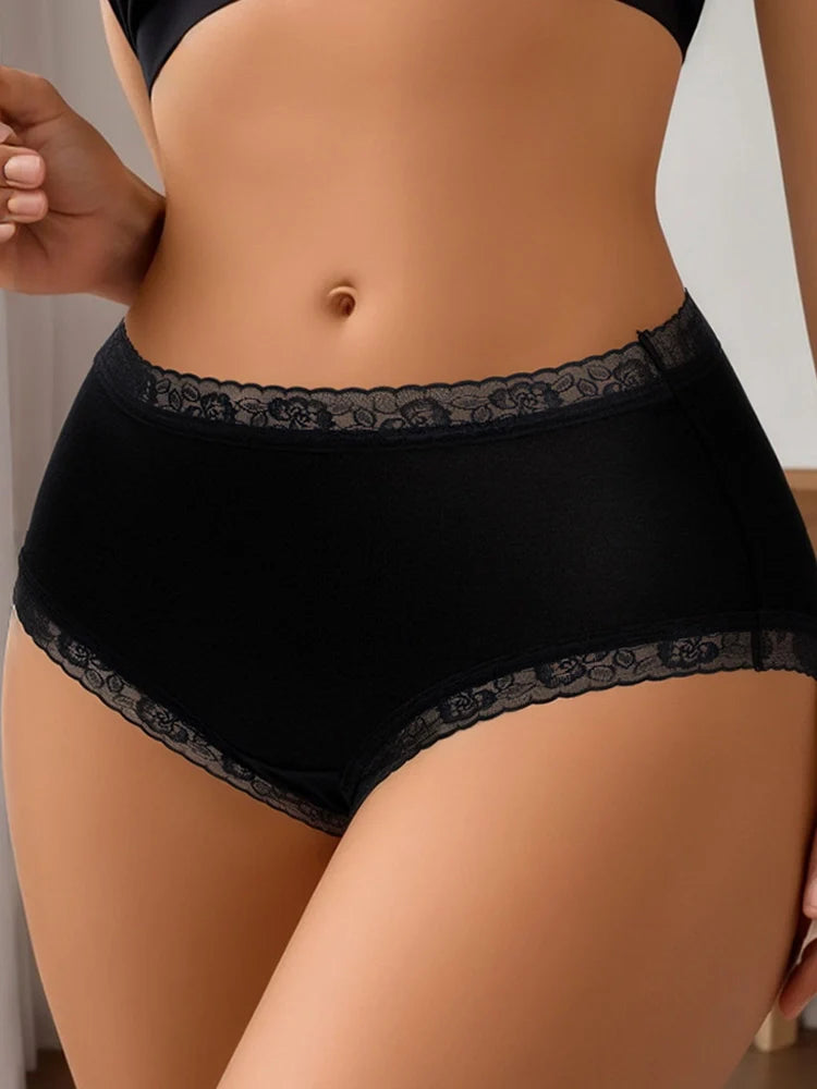 Women’s Cotton Lace Trim Panties 3-Pack
