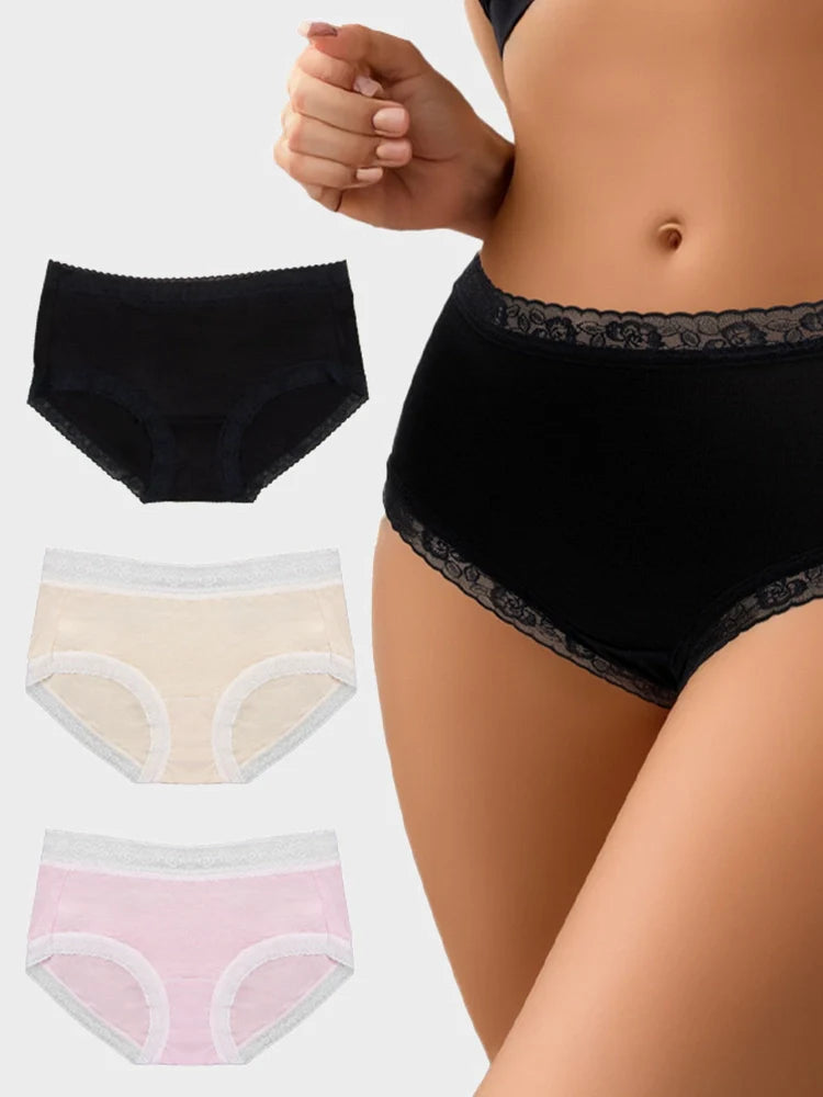 Women’s Cotton Lace Trim Panties 3-Pack