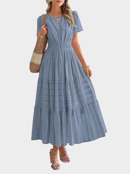 Women’s Casual Short Sleeve Maxi Dress with Pockets