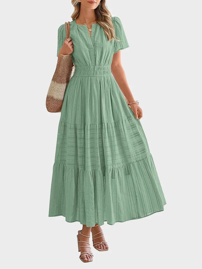 Women’s Casual Short Sleeve Maxi Dress with Pockets