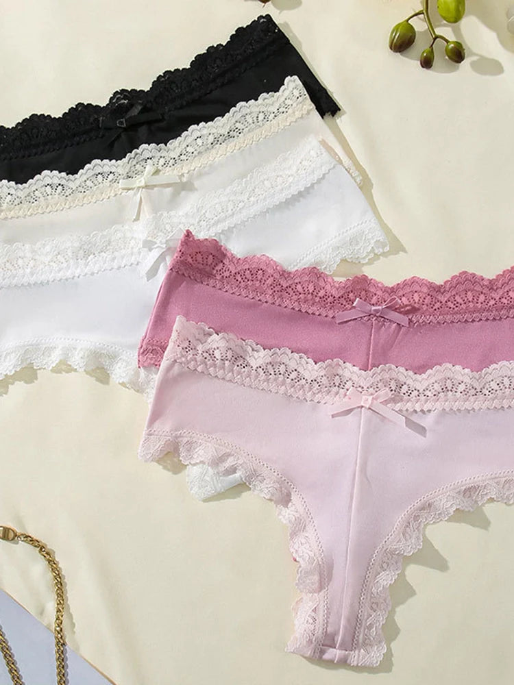 5-Pack Women’s Lace Thongs – Mid Waist Sexy Panties
