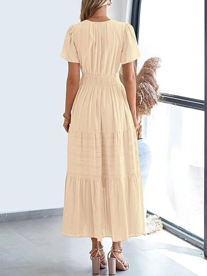 Women’s Casual Short Sleeve Maxi Dress with Pockets