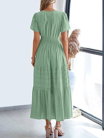 Women’s Casual Short Sleeve Maxi Dress with Pockets
