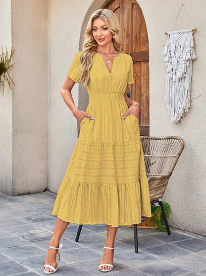 Women’s Casual Short Sleeve Maxi Dress with Pockets