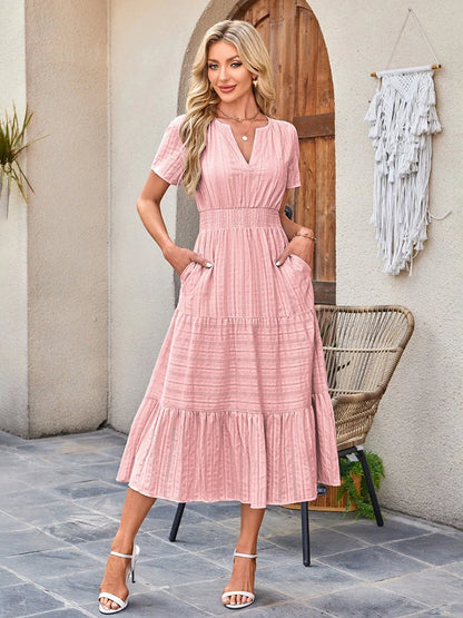 Women’s Casual Short Sleeve Maxi Dress with Pockets