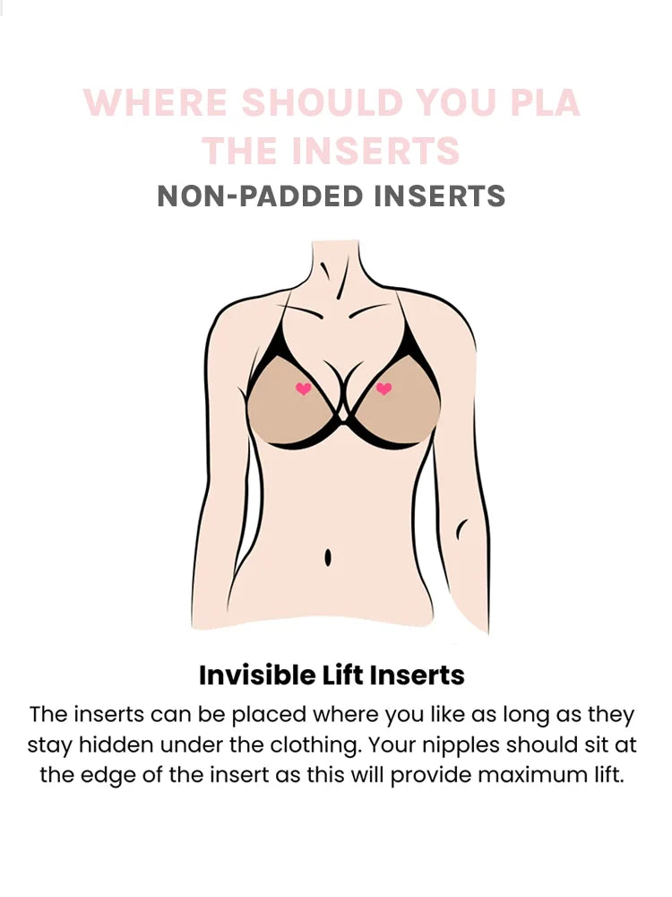 Swansway Invisible Lift Bra Inserts – Invisible Sticky Pads for Low-Cut Outfits