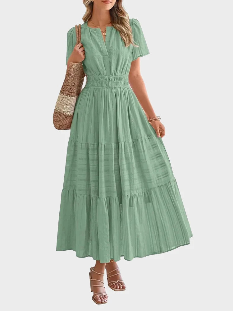 Women’s Casual Short Sleeve Maxi Dress with Pockets