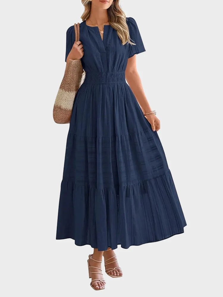 Women’s Casual Short Sleeve Maxi Dress with Pockets