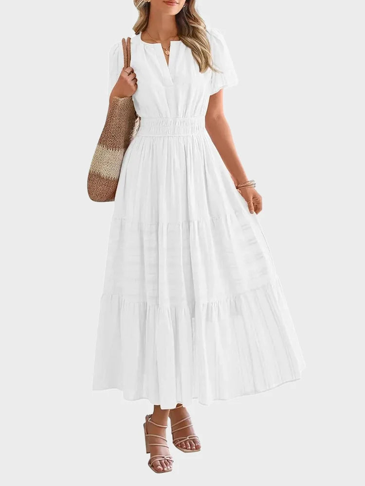 Women’s Casual Short Sleeve Maxi Dress with Pockets