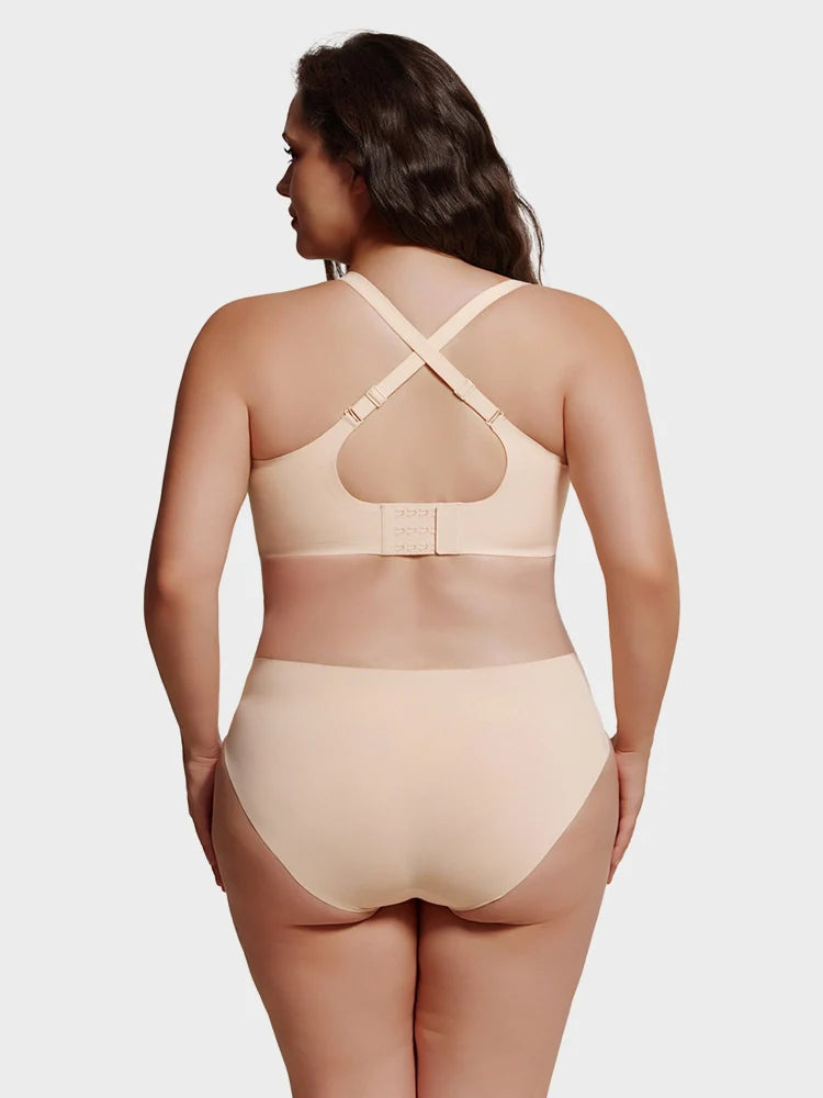 Plus Size Seamless Wireless Full Coverage Bra for Women – Scalloped Neck Soft Lift Comfort Bra
