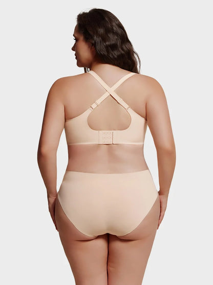 Plus Size Seamless Wireless Full Coverage Bra for Women – Scalloped Neck Soft Lift Comfort Bra