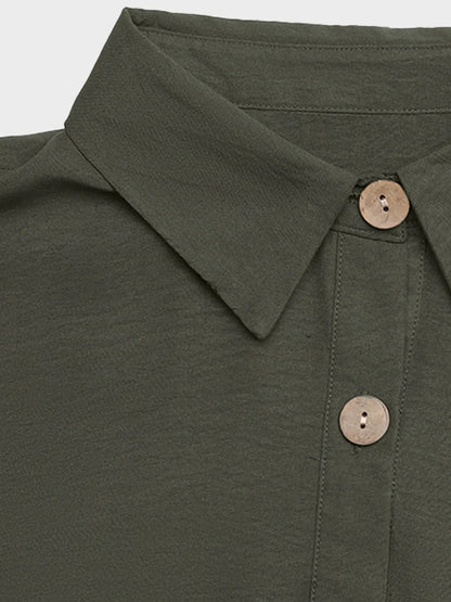 Women's Sleeveless Shirt Collar Belted Shirt Dress