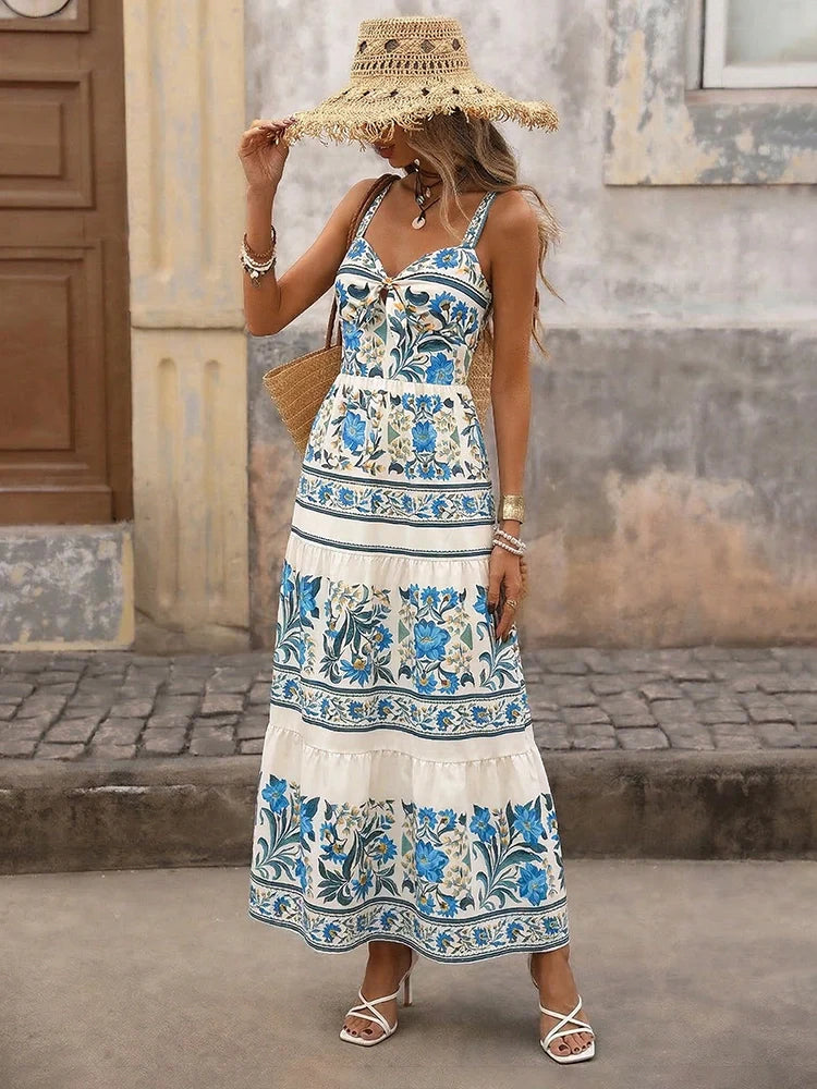 Womens Summer Backless Beach Maxi Dress