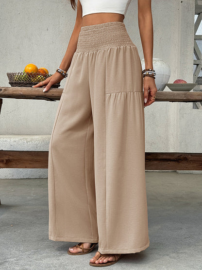 Womens Elastic High Waisted Palazzo Pants