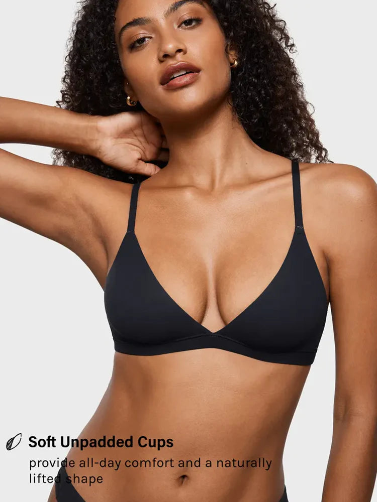 Womens Wireless Triangle Bralette Plunge Unlined Seamless Bras
